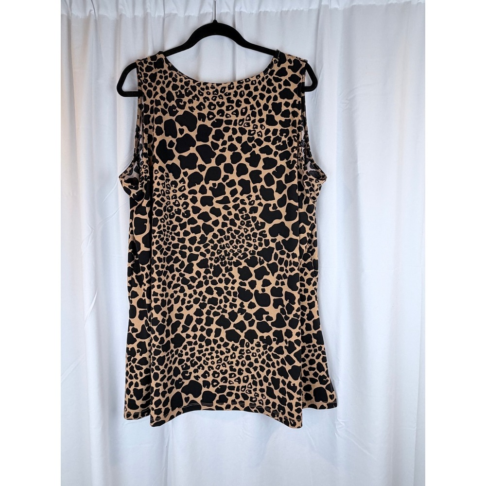 Jessica London Womens Animal Print Sleeveless Tank Top Tunic Tan Black 22/24 - Picture 5 of 5